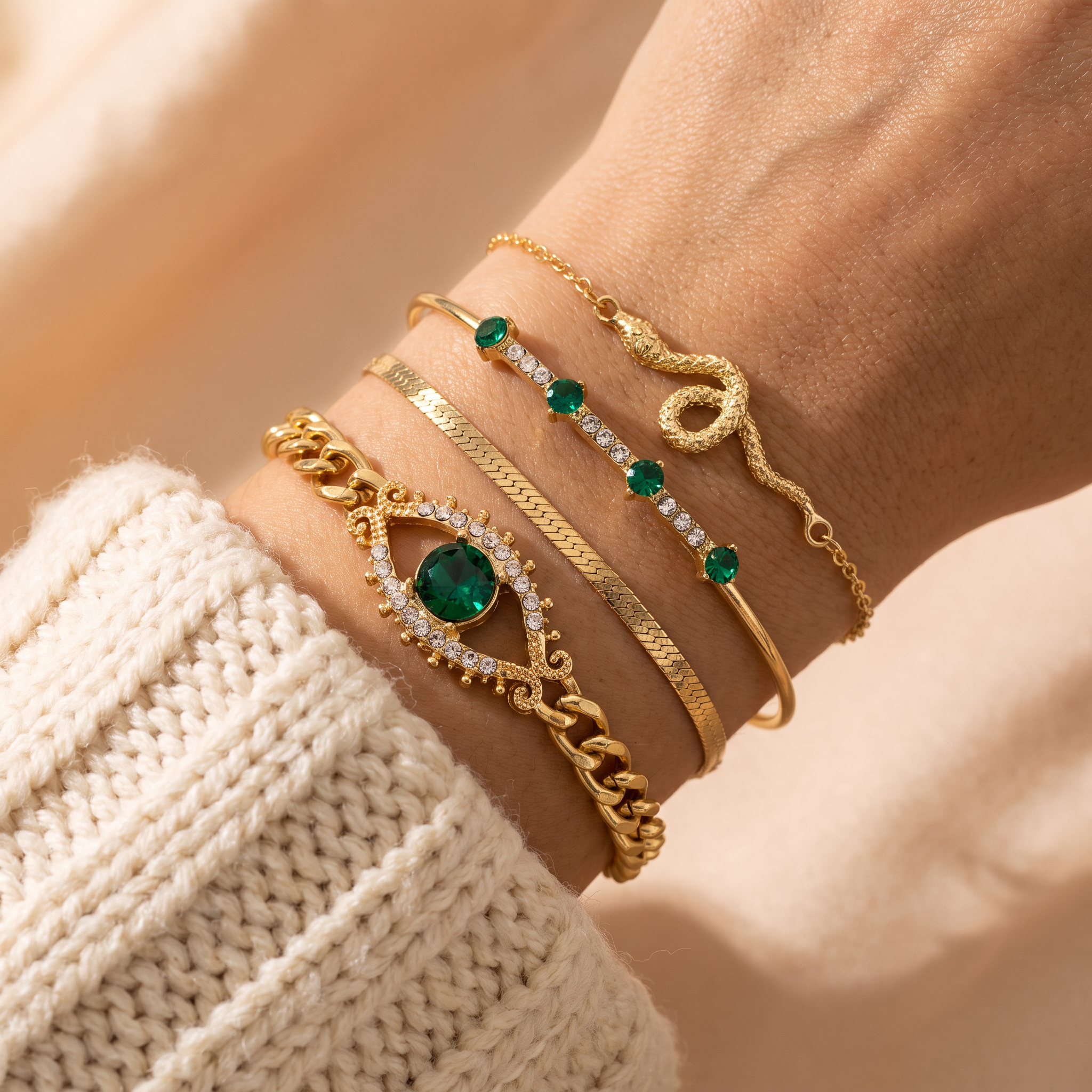 Kira Gold Emerald Set