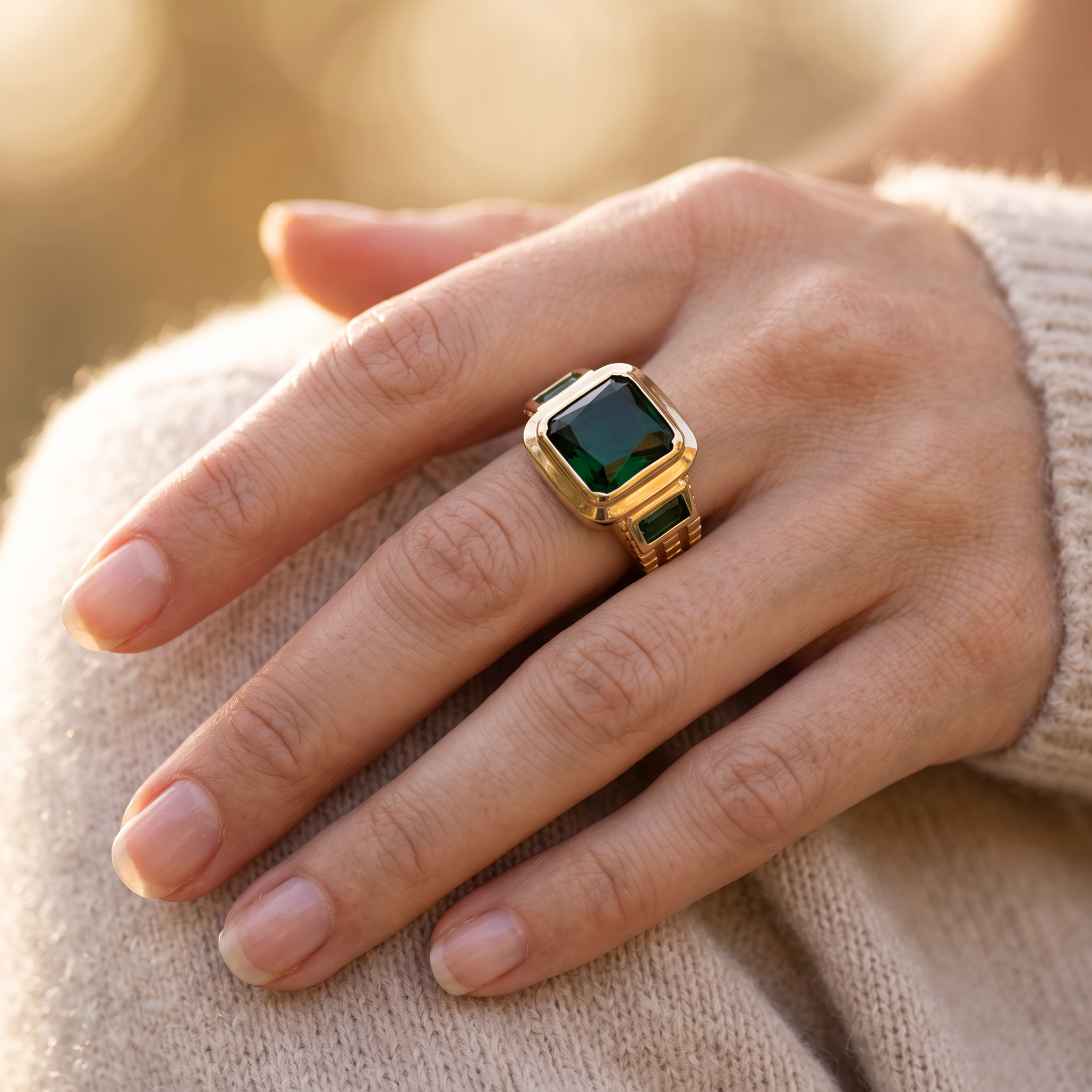 Mabel Gold Emerald Ring