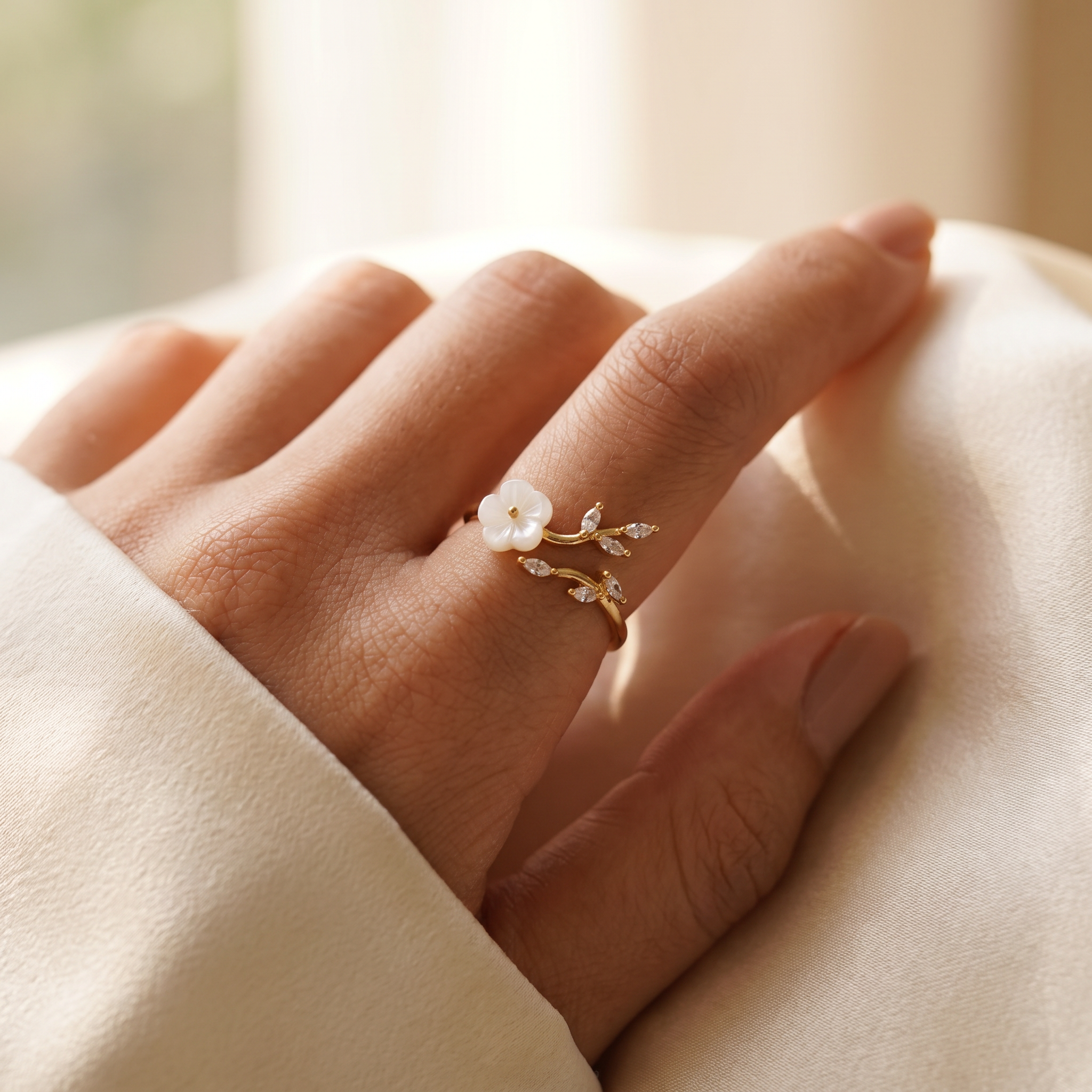 Nadia Gold Floral Ring