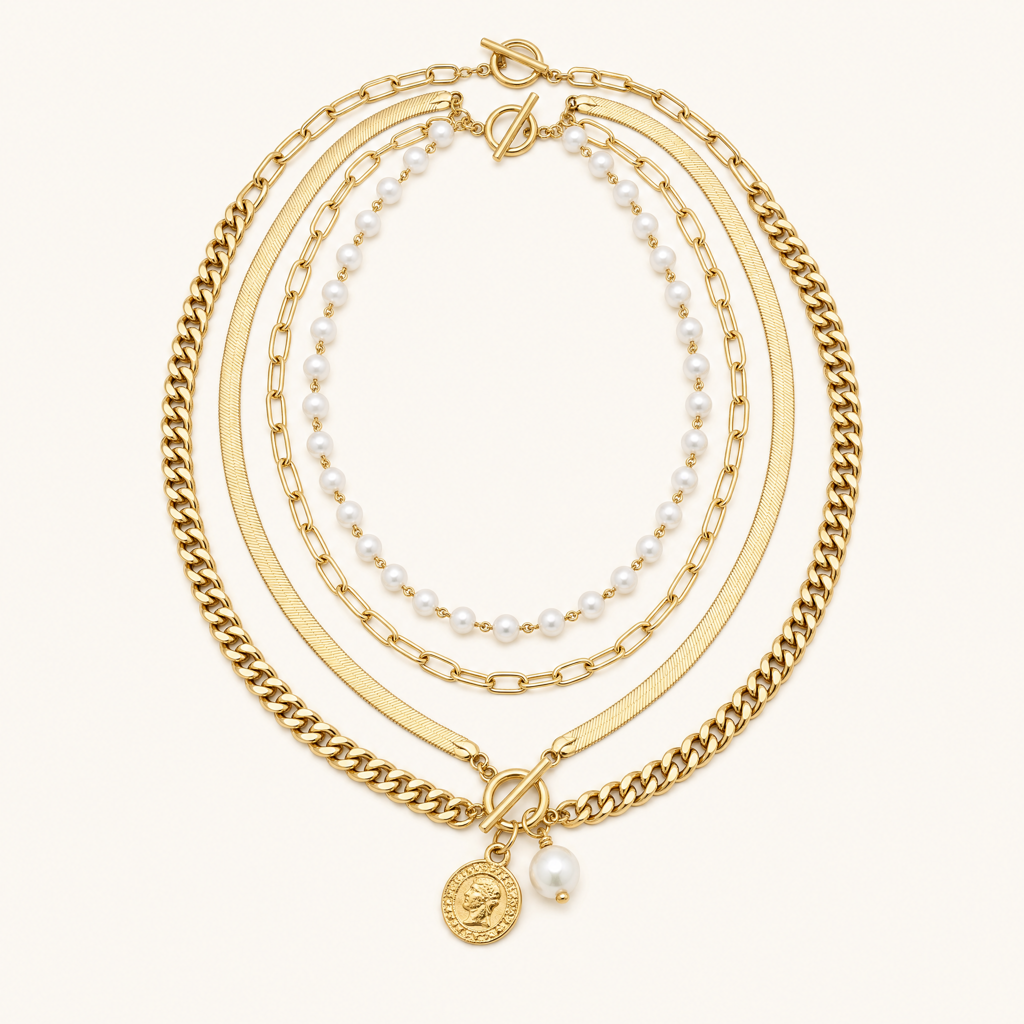 Ottavia Gold Pearl Necklace