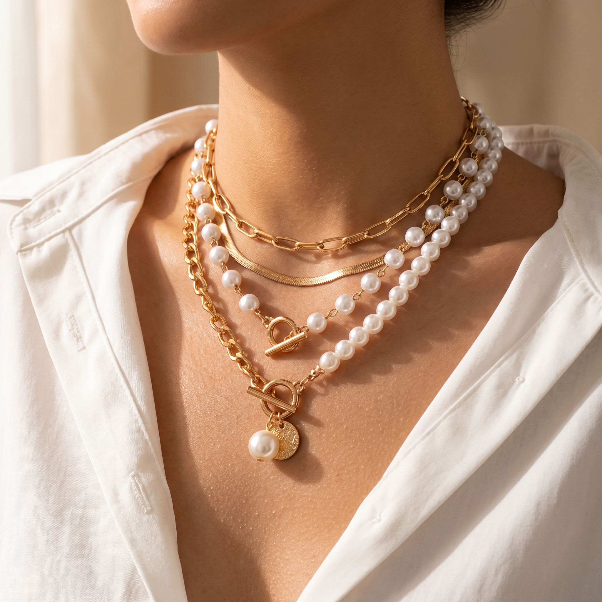 Ottavia Gold Pearl Necklace