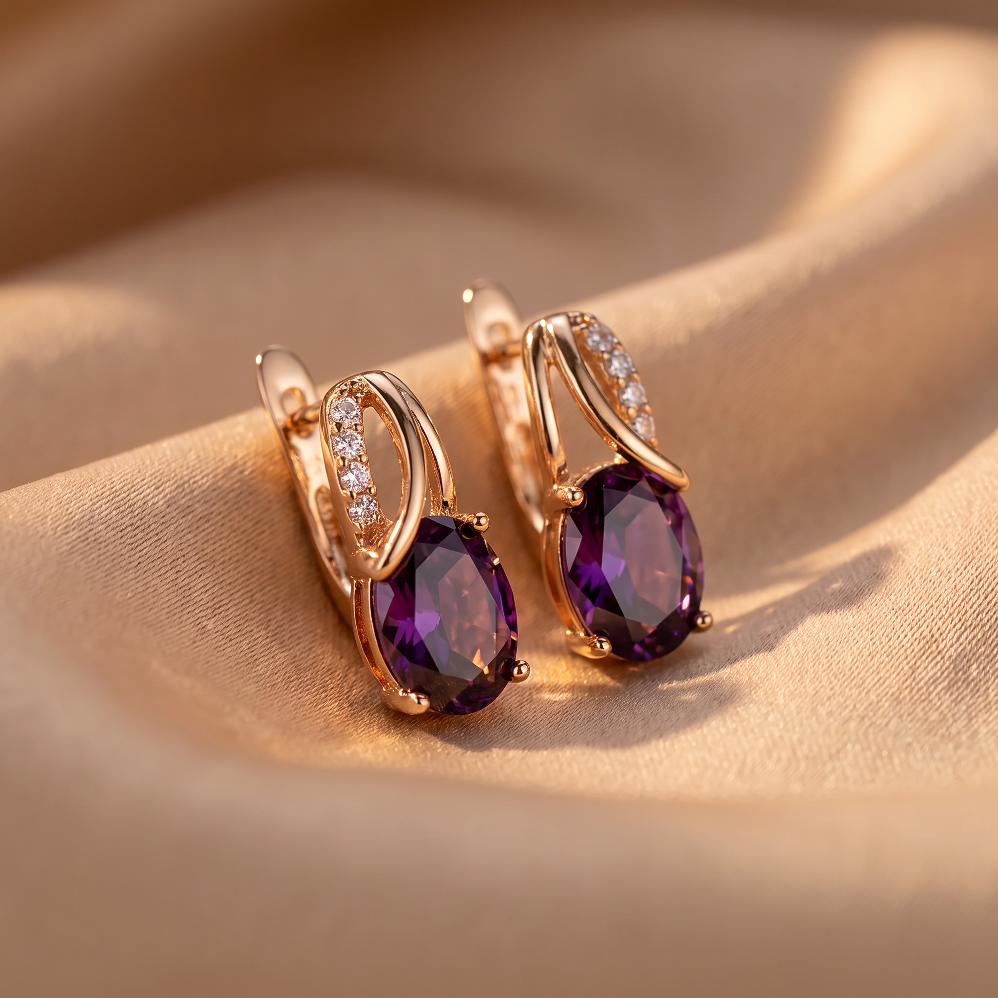 Petra Gold Amethyst Earrings