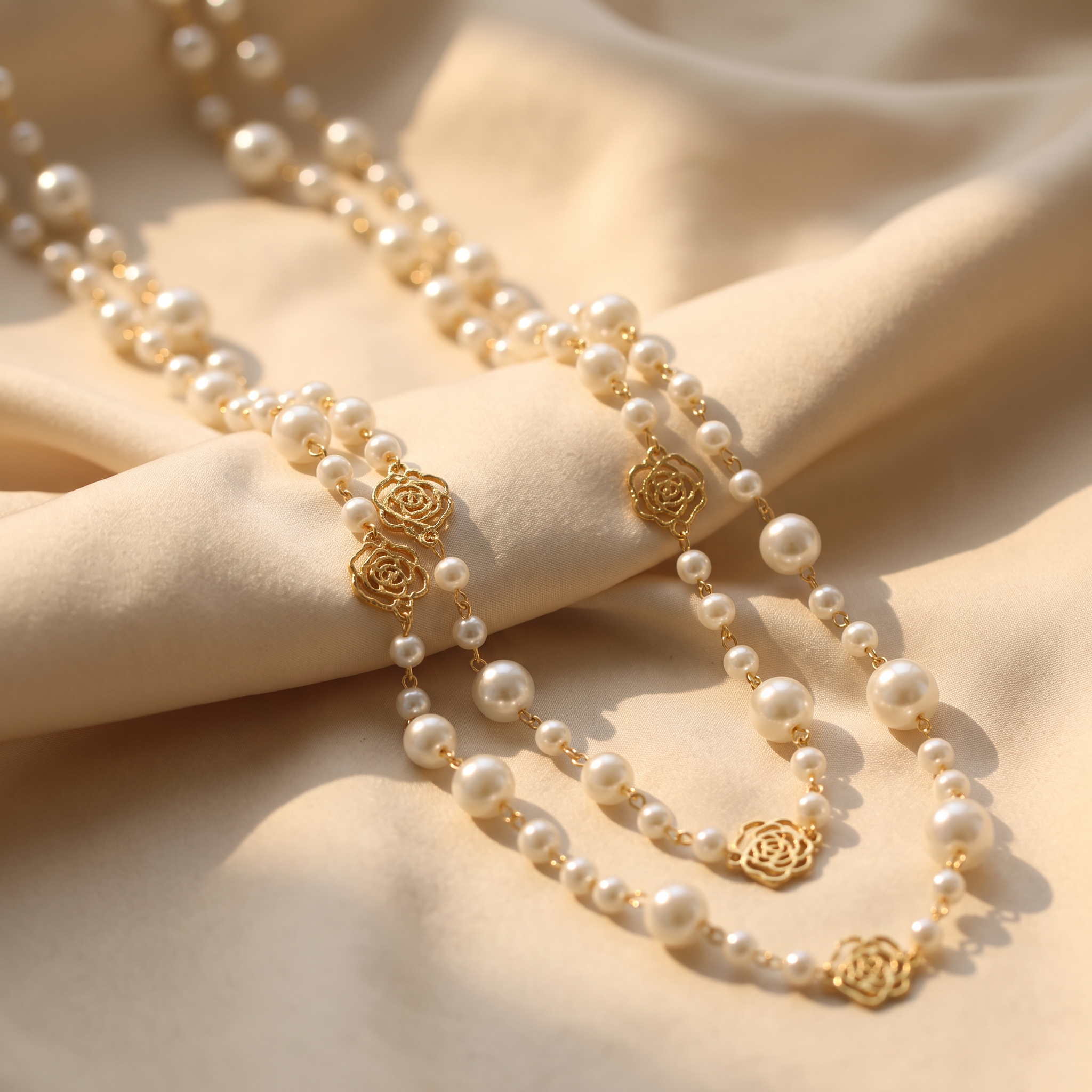 Rosalie Gold Pearl Necklace