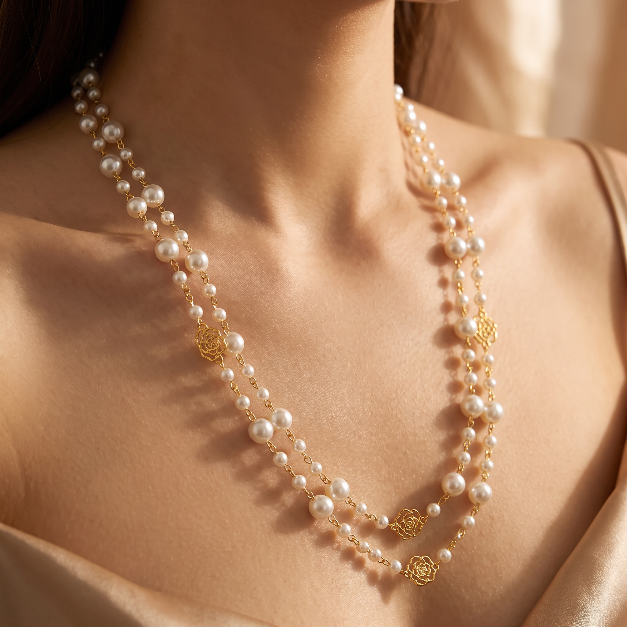 Rosalie Gold Pearl Necklace