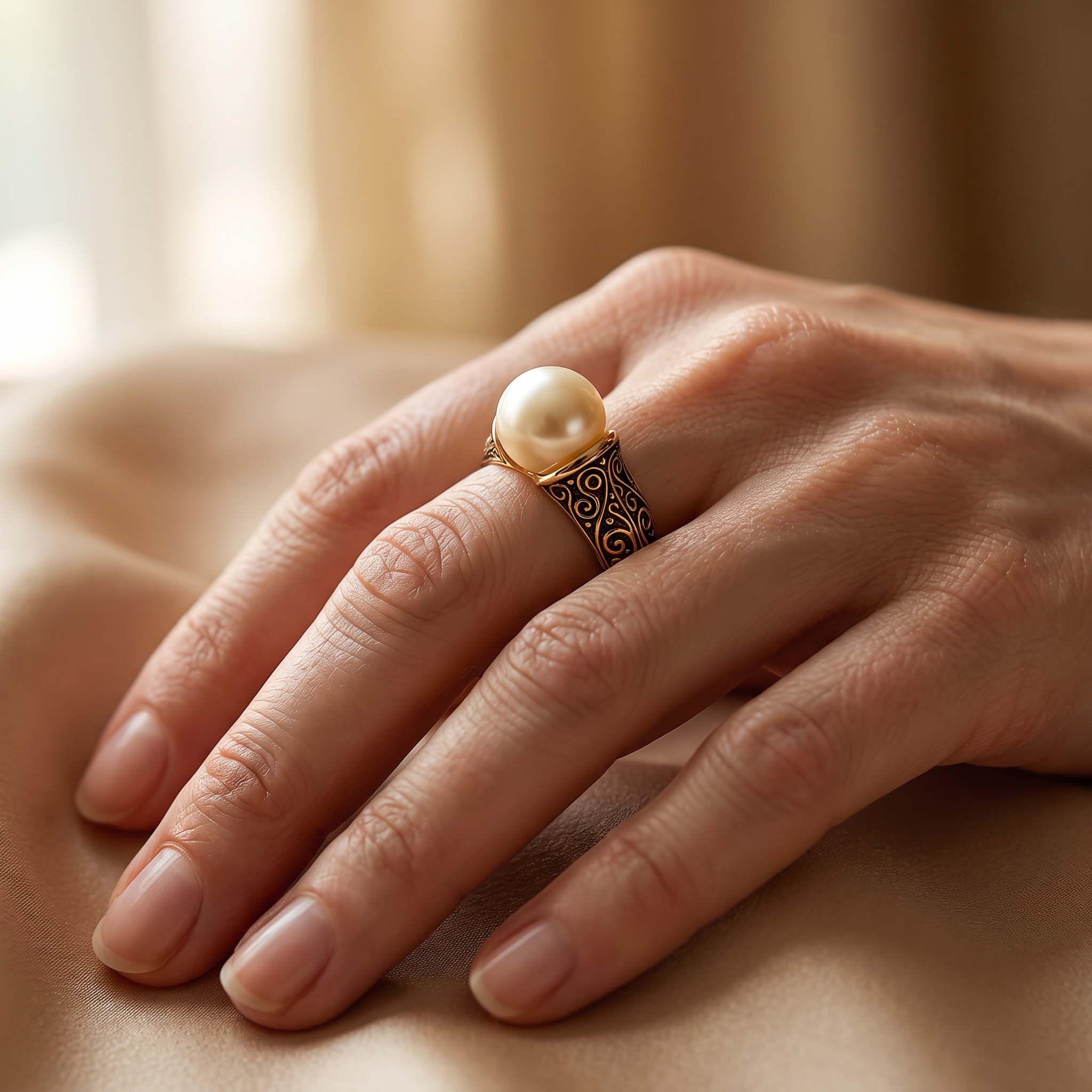 Sabine Gold Pearl Ring