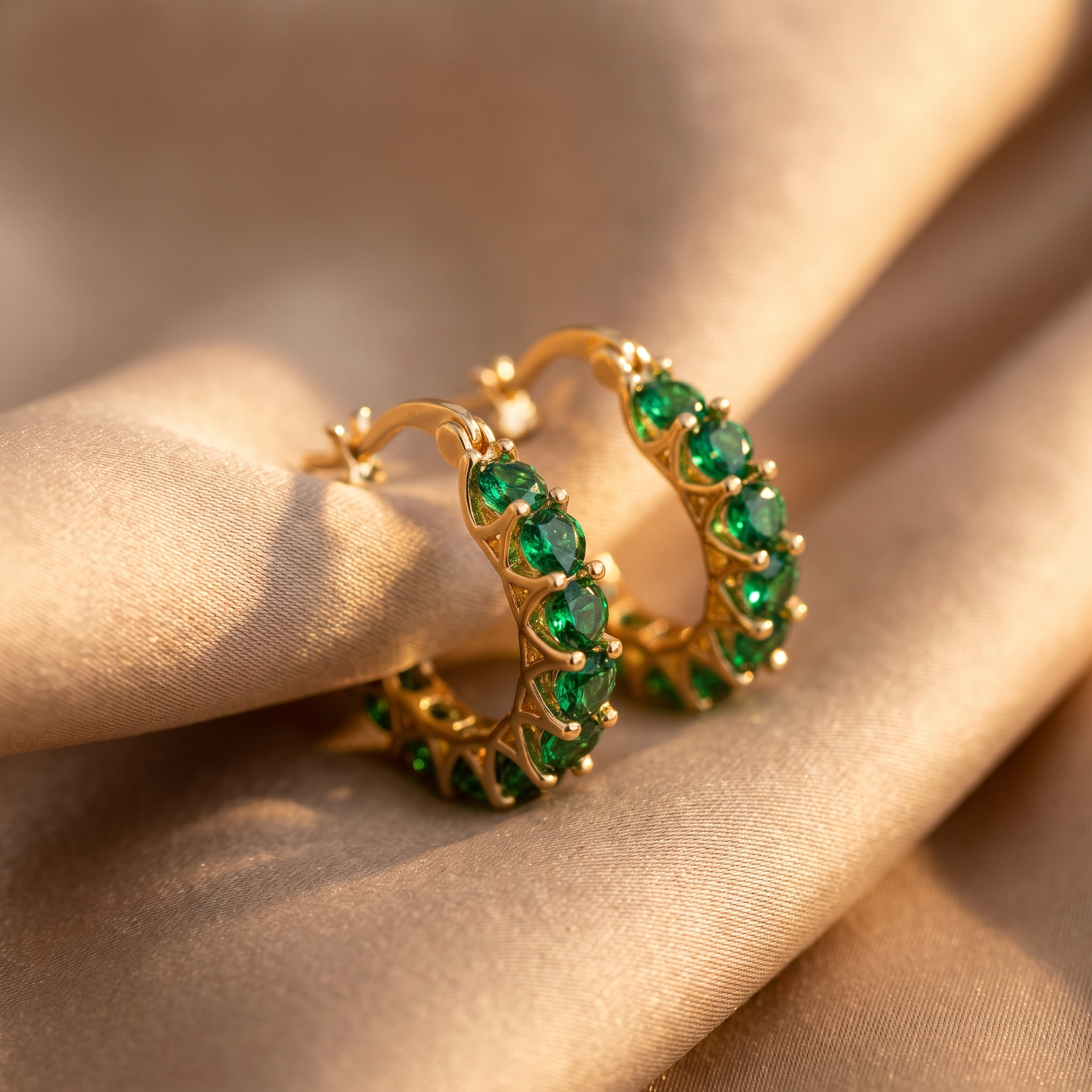 Tamsin Gold Emerald Earrings