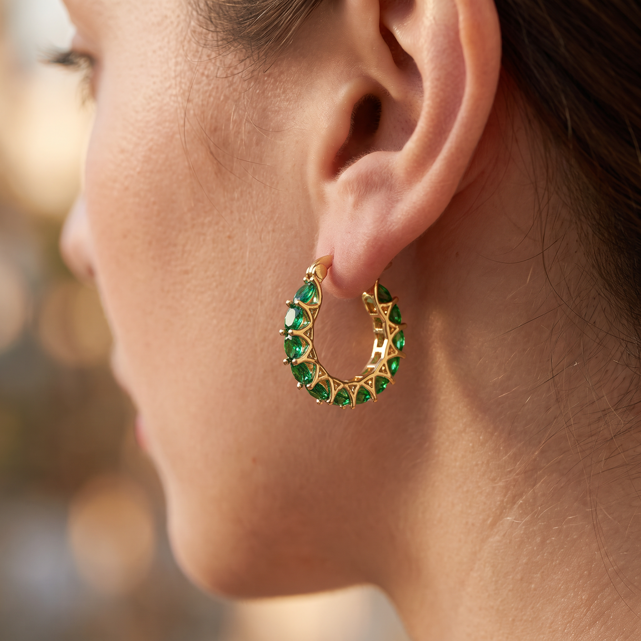 Tamsin Gold Emerald Earrings