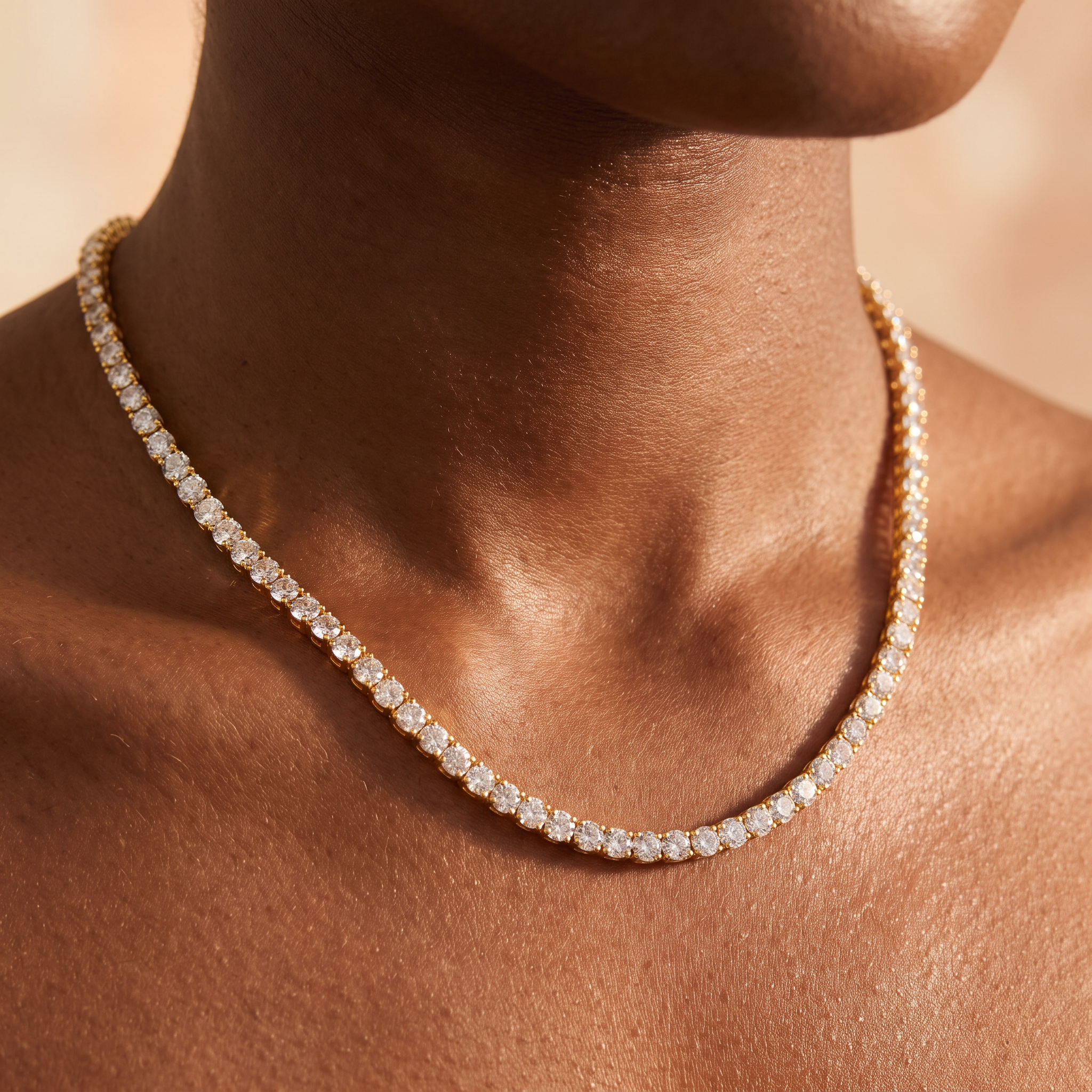 Thea Gold Tennis Necklace