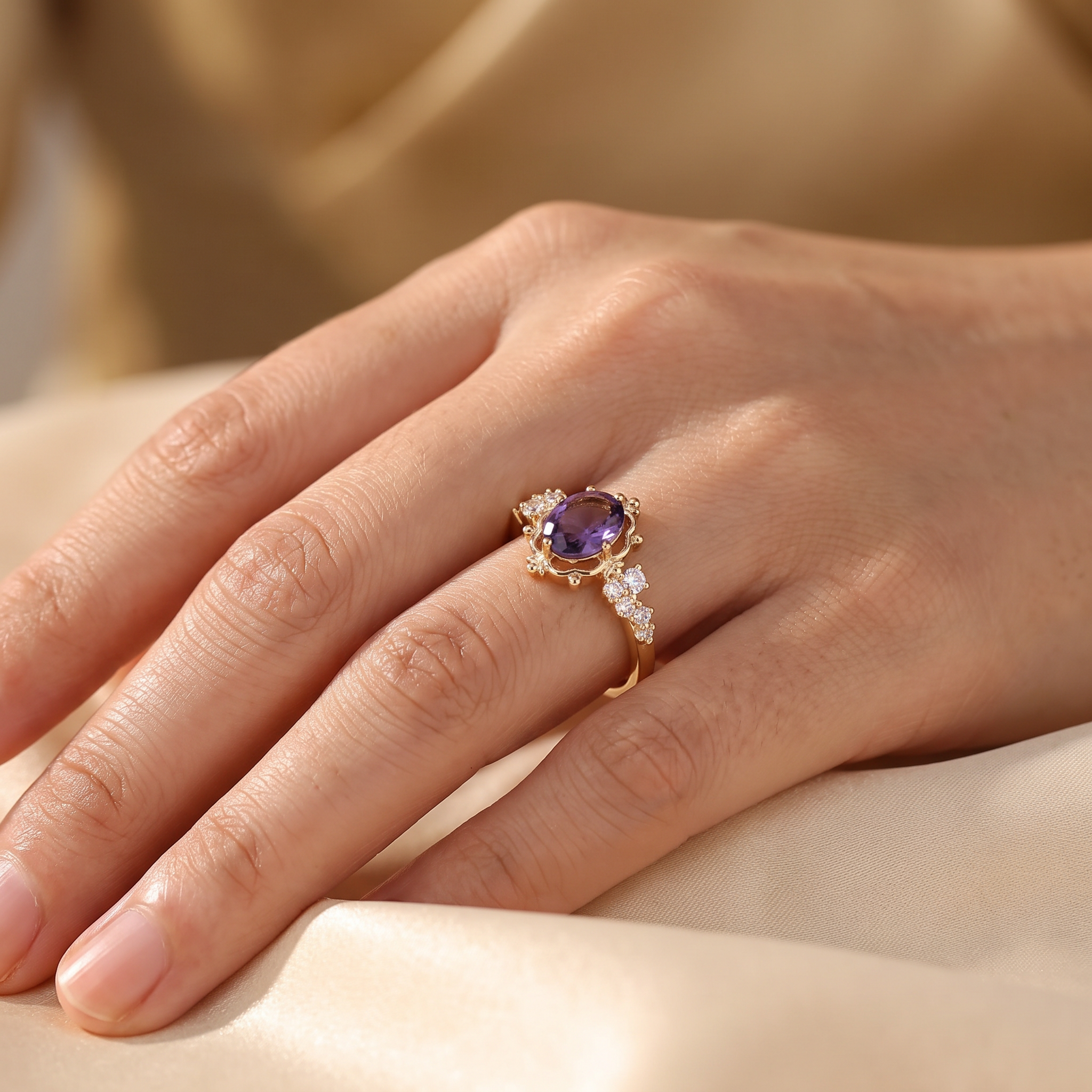 Ursula Gold Amethyst Ring