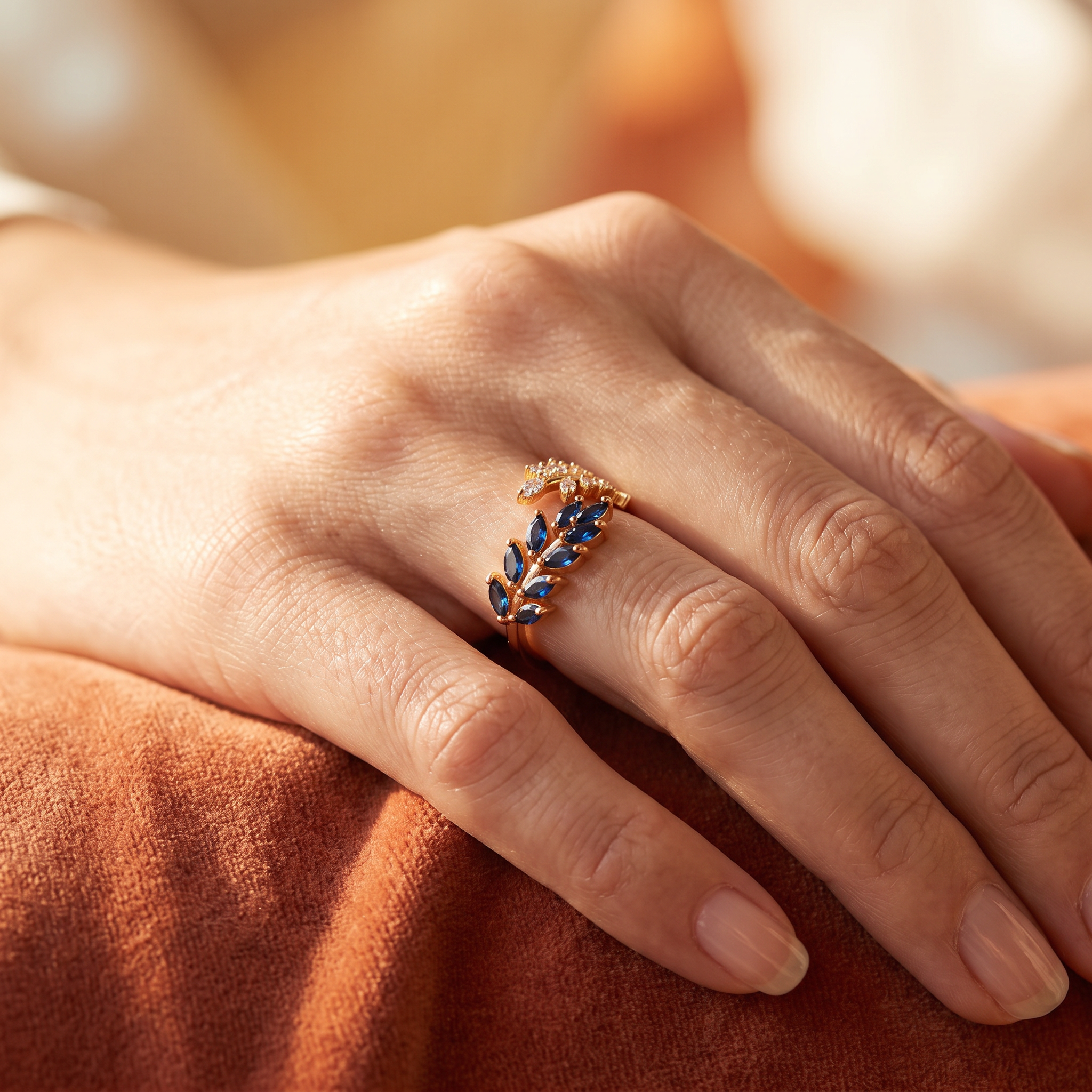 Vivara Sapphire Leaf Ring