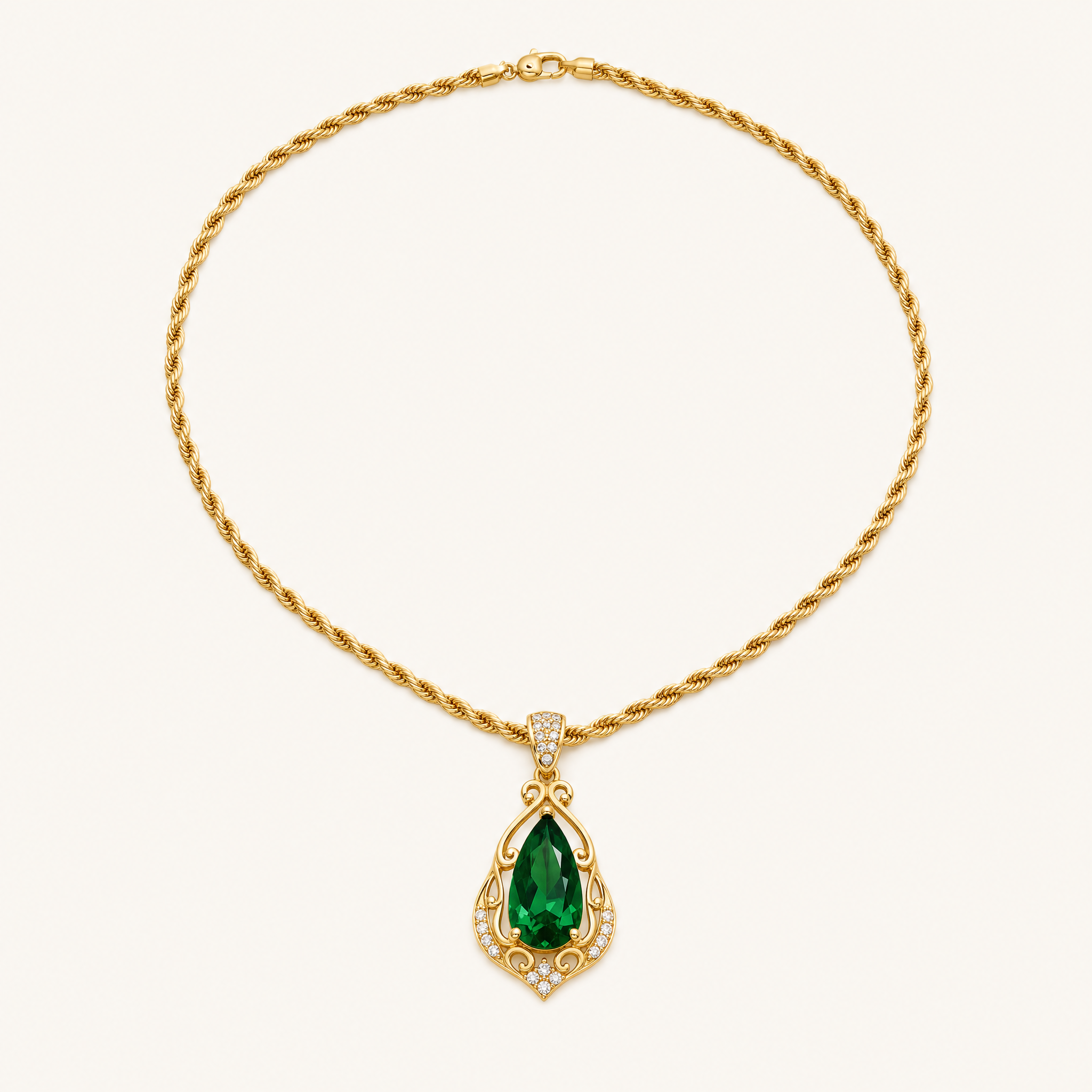 Zelda Gold Emerald Necklace