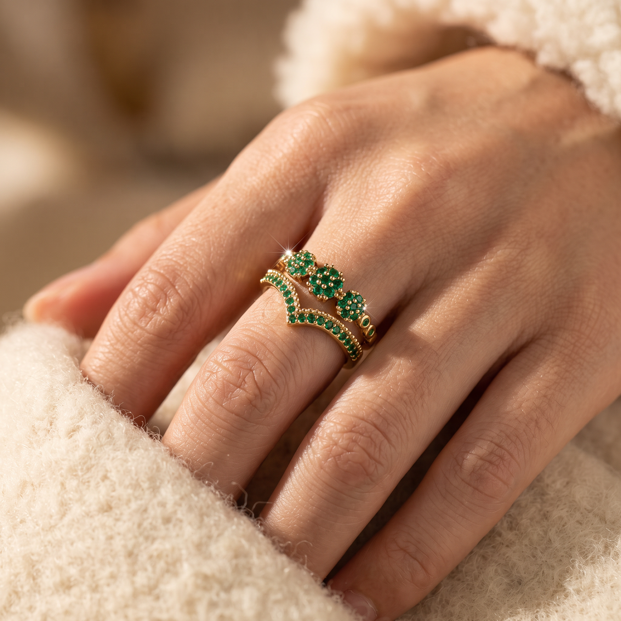 Zinnia Gold Emerald Ring
