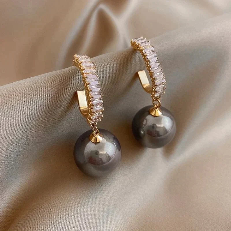Giulia White Gold Pearl Earrings