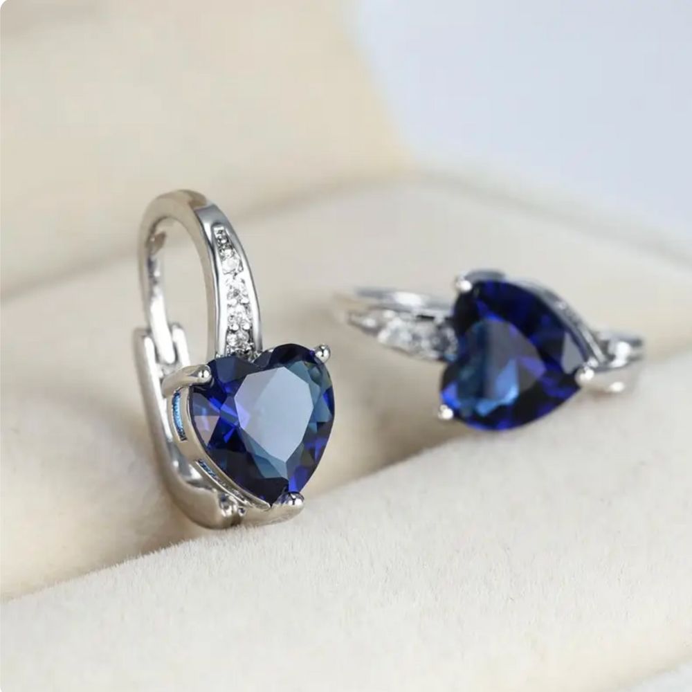 Lunara White Gold Sapphire Earrings